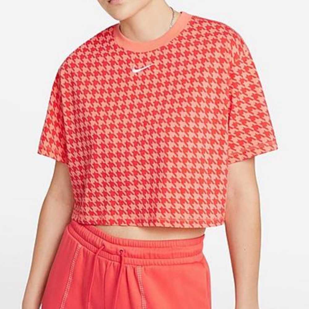 NIKE‎ SPORTSWEAR ICON CLASH OVERSIZED HOUNDSTOOTH CROP TOP